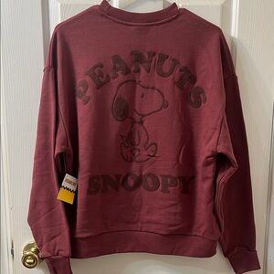 Peanuts Snoopy Brownish Burgundy Pullover Sweatshirt